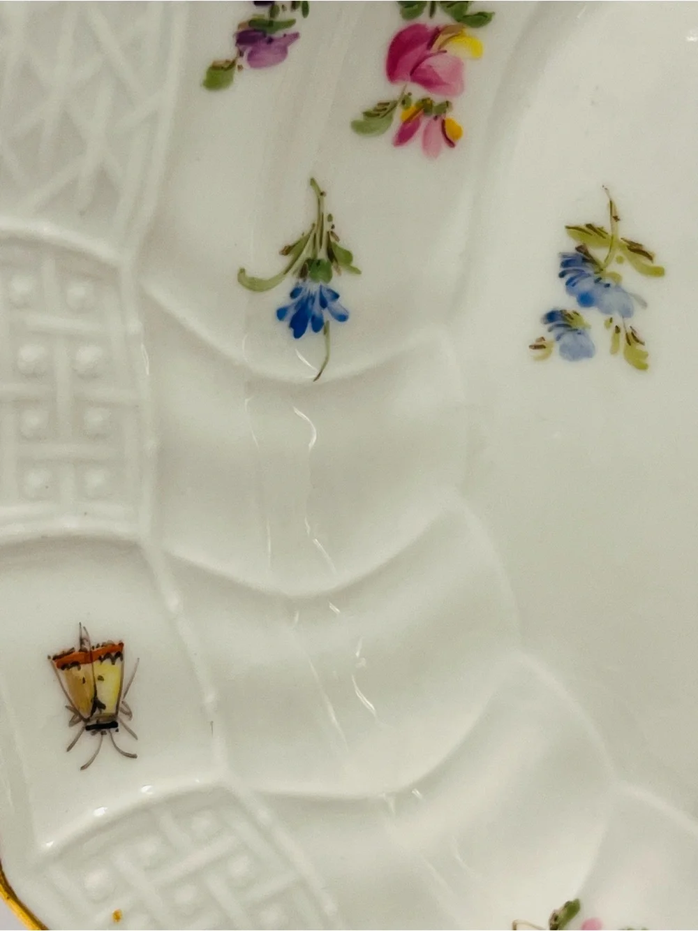 Antique Maissen 1893-1915 Neubeandenstein Relief Plates Set of 2 Hand Painted 8”